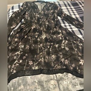 Simply Vera large long sleeve black with gray print dress